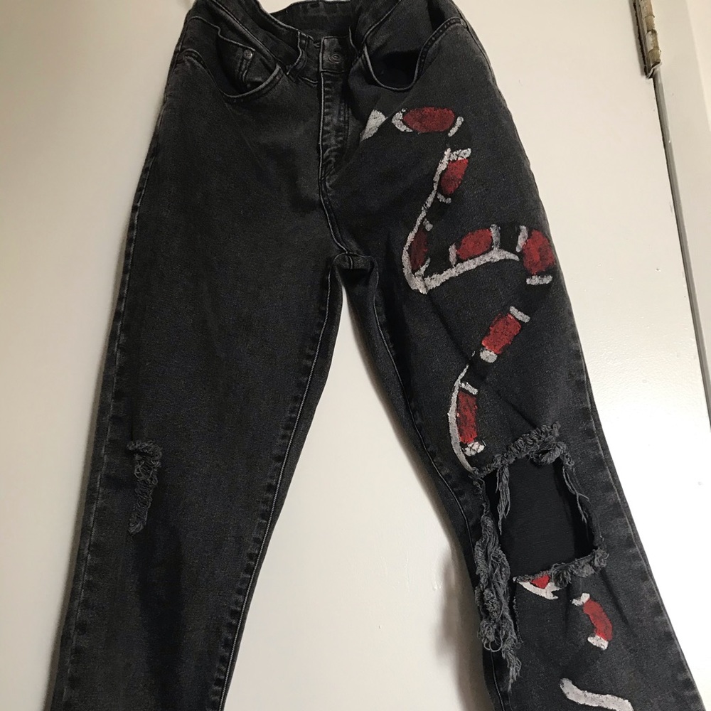 Highwaisted mom jean Hand painted TheRagged Priest